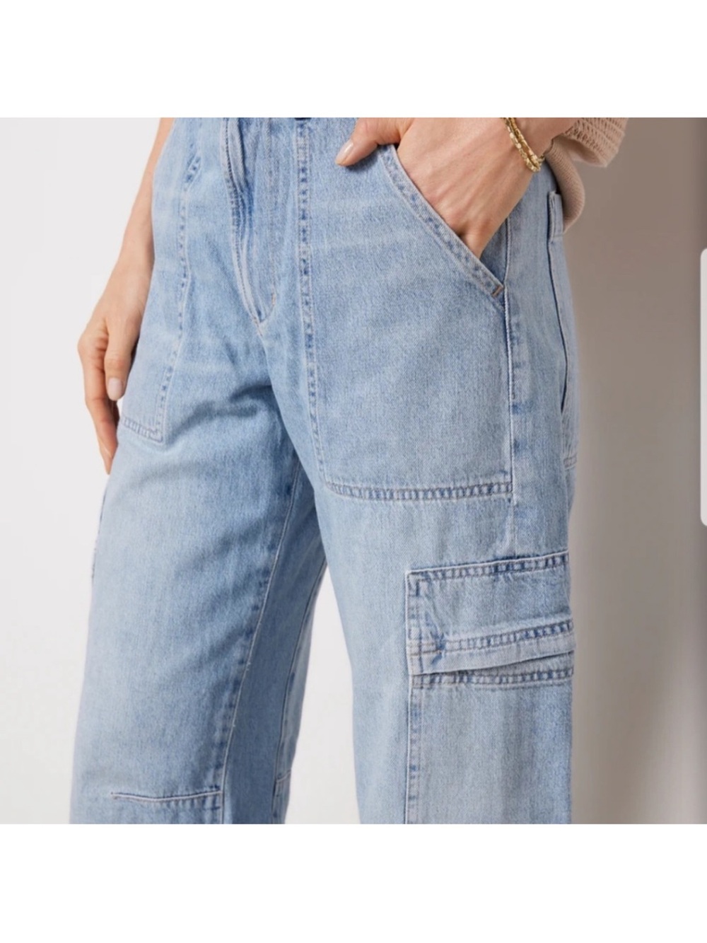 CITIZENS OF HUMANITY Marcelle Low Rise Cargo Jeans Blue Designer Sz 30 - Picture 2 of 16